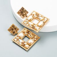 Fashion Flower Diamond Alloy Artificial Gemstones Earrings sku image 1
