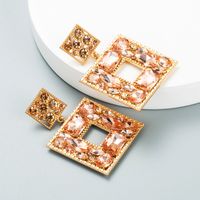 Fashion Flower Diamond Alloy Artificial Gemstones Earrings sku image 7