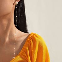 Mode Lange Perlenquastenohrringe Europäische Und Amerikanische Unregelmäßige Geometrische Ohrringe main image 2