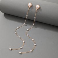 Fashion Long Pearl Tassel Earrings European And American Irregular Geometric Earrings main image 3