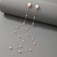 Fashion Long Pearl Tassel Earrings European And American Irregular Geometric Earrings main image 4