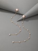 Mode Lange Perlenquastenohrringe Europäische Und Amerikanische Unregelmäßige Geometrische Ohrringe main image 5