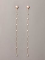 Mode Lange Perlenquastenohrringe Europäische Und Amerikanische Unregelmäßige Geometrische Ohrringe main image 6