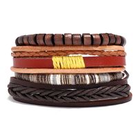 Personalized Fashion Retro Braided Leather Bracelet Diy4 Piece Set Combination sku image 1