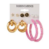 European And American 5 Pairs Geometric Pearl Deer Sequined Star Diamond Earrings sku image 1