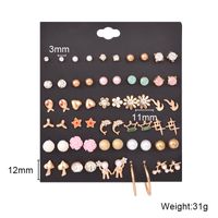 European And American Fashion Ladies Animal And Plant Geometric Flower Love Crown Dolphin Pearl Xingx 30 Pairs Earings Set sku image 1