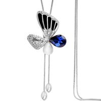 New Fashion Simple Crystal Diamond Butterfly Necklace Sweater Chain Long Pendant Wholesale sku image 2