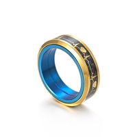 Titanium Steel Rotating Decompression Two-color Ring Carbon Fiber Heartbeat Ecg Jewelry sku image 9