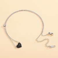 Simple New Diamond Heart-shaped Pendant Stainless Steel Jewelry Adjustable Love Necklace main image 2