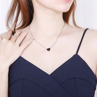 Einfache Neue Diamant Herzförmige Anhänger Edelstahl Schmuck Verstellbare Liebe Halskette main image 4