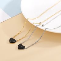 Simple New Diamond Heart-shaped Pendant Stainless Steel Jewelry Adjustable Love Necklace main image 5