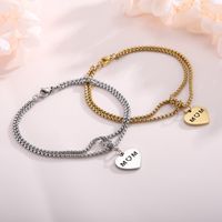 Fashion Heart Titanium Steel 18K Gold Plated No Inlaid Bracelets In Bulk main image 5