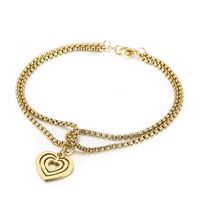 Fashion Heart Titanium Steel 18K Gold Plated No Inlaid Bracelets In Bulk main image 1