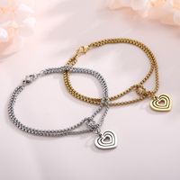 Fashion Heart Titanium Steel 18K Gold Plated No Inlaid Bracelets In Bulk main image 5