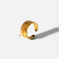 Geometric Same Ring 18k Gold Stainless Steel Star Pearl Pendant Open Ring main image 5