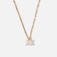 Europäische Und Amerikanische Internet-prominente Gleichen Stil Halskette 18 Karat Gold Edelstahl Weiß/pink/grün Quadrat Zirkon Anhänger Halskette Schmuck Frauen main image 6