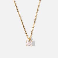 Same Style As European And American Web Celebrities' Necklace 18k Gold Stainless Steel White/pink/green Square Zircon Pendant Necklace Ornament For Women main image 6