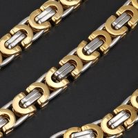 Men's Titanium Steel Jewelry Flat Gold Link Chain Necklace Bracelet Set Wholesale main image 3