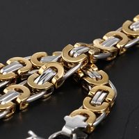 Men's Titanium Steel Jewelry Flat Gold Link Chain Necklace Bracelet Set Wholesale main image 6