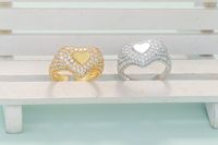 Korean Style Fully Jeweled Loving Heart Ring Women's Simple Fresh In Style Heart-shaped Zircon Ring Personalized Index Finger Ring Wholesale main image 5