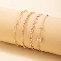 New Style European And American Twist Chain Drop Oil Heart Butterfly Bracelet Four-piece Set main image 3