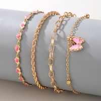 New Style European And American Twist Chain Drop Oil Heart Butterfly Bracelet Four-piece Set main image 5