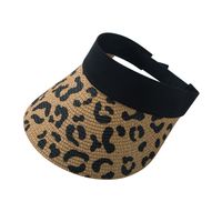 Korean Version Of Straw Leopard Print Empty Top Hat Spring And Summer Sunscreen Sunshade Beach Hat main image 6