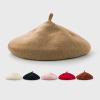 Autumn And Winter Hat Solid Color Woolen Beret Fashion Breathable Warm Hat Painter Hat main image 1