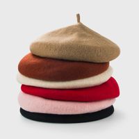 Autumn And Winter Hat Solid Color Woolen Beret Fashion Breathable Warm Hat Painter Hat main image 4