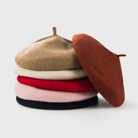 Autumn And Winter Hat Solid Color Woolen Beret Fashion Breathable Warm Hat Painter Hat main image 5