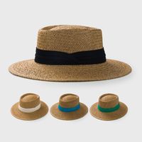 European And American British Handmade Straw Woven Concave Top Hat Female Summer Vacation Seaside Sun-proof Beach Hat Fashion Personality Top Hat main image 1