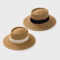 European And American British Handmade Straw Woven Concave Top Hat Female Summer Vacation Seaside Sun-proof Beach Hat Fashion Personality Top Hat main image 4