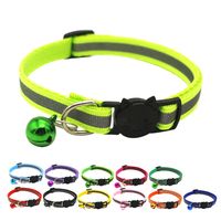 Color Polyester Reflective Bell Cat Pet Collar Safety Buckle Adjustable Cat Collar main image 1