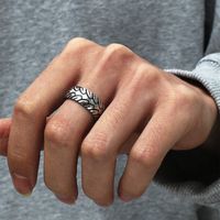Fashion Men's Titanium Steel Geometric Carved Ring main image 1