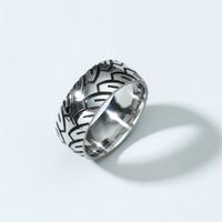 Fashion Men's Titanium Steel Geometric Carved Ring main image 5