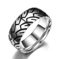 Fashion Men's Titanium Steel Geometric Carved Ring sku image 1