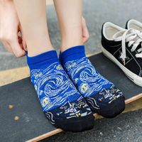 European And American Trend Cartoon Famous Painting Ladies Cotton Boat Socks Wholesale main image 5