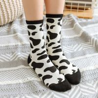 Autumn And Winter New Japanese Black And White Series Zebra Pattern Ladies Mid-tube Socks Wholesale main image 1