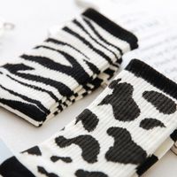 Autumn And Winter New Japanese Black And White Series Zebra Pattern Ladies Mid-tube Socks Wholesale main image 4