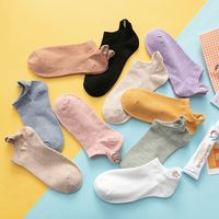 New Cotton Embroidery Cartoon Cat Shallow Mouth Heel Three-dimensional Ears Ladies Socks main image 3