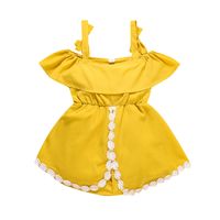 Dress Children's Clothing 2021 New Strapless Straps Pure Color Lace Dress main image 6