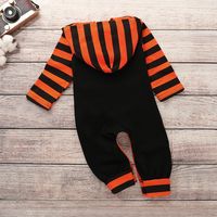 Ins Cross-border  Foreign Trade Children's Wear European And American Infant Toddler Jumpsuit Hooded Printed Pumpkin Letters Open File Baby main image 5