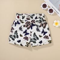 2021 European And American Shorts Two-piece Set Girls Fashion Butterfly Floral-print Off-shoulder Top Suit Children's Summer Clothing main image 5