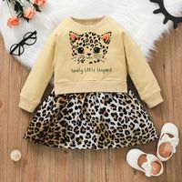 Nuevo Estilo Bebé Vestido De Manga Larga Estampado De Leopardo Suéter De Manga Larga Falda Ropa Para Niños main image 2