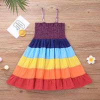 Girls' Summer Dress European And American Fashion Little Girl Suspender Skirt Cross-border Spot Little Girl Rainbow Skirt main image 3