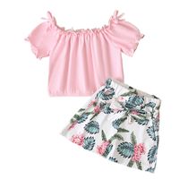 Children's Skirt Suit Summer European And American Girls' Skirts 2021 New European And American T-shirt Two-piece Set A- Line Skirt Suit main image 6
