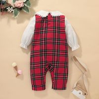 2021 Spring And Autumn Baby Plaid Jumpsuit 1-3 Years Old Babies' Dress Long Sleeve Jumpsuit Foreign Trade main image 3