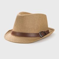 European And American British Vintage Top Hat Men's Summer Fashion Solid Color Fedora Hat Women's Belt Accessories Beach Sun Protection Sun Hat sku image 1
