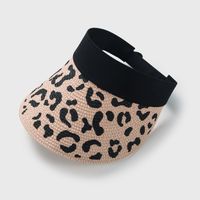 Korean Version Of Straw Leopard Print Empty Top Hat Spring And Summer Sunscreen Sunshade Beach Hat sku image 2