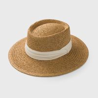 European And American British Handmade Straw Woven Concave Top Hat Female Summer Vacation Seaside Sun-proof Beach Hat Fashion Personality Top Hat sku image 1